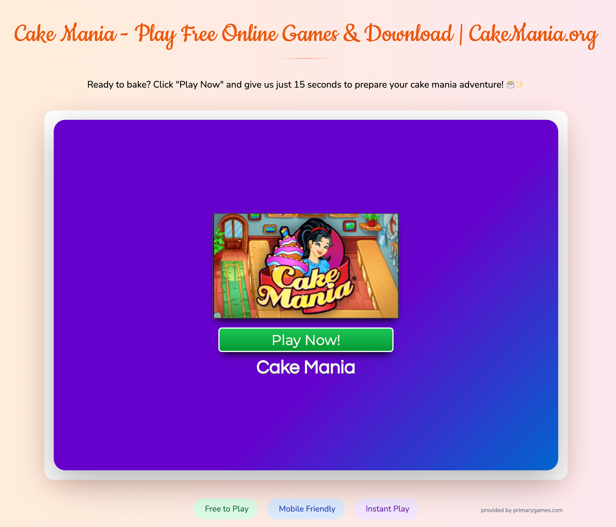 Cake Mania gameplay level screenshot